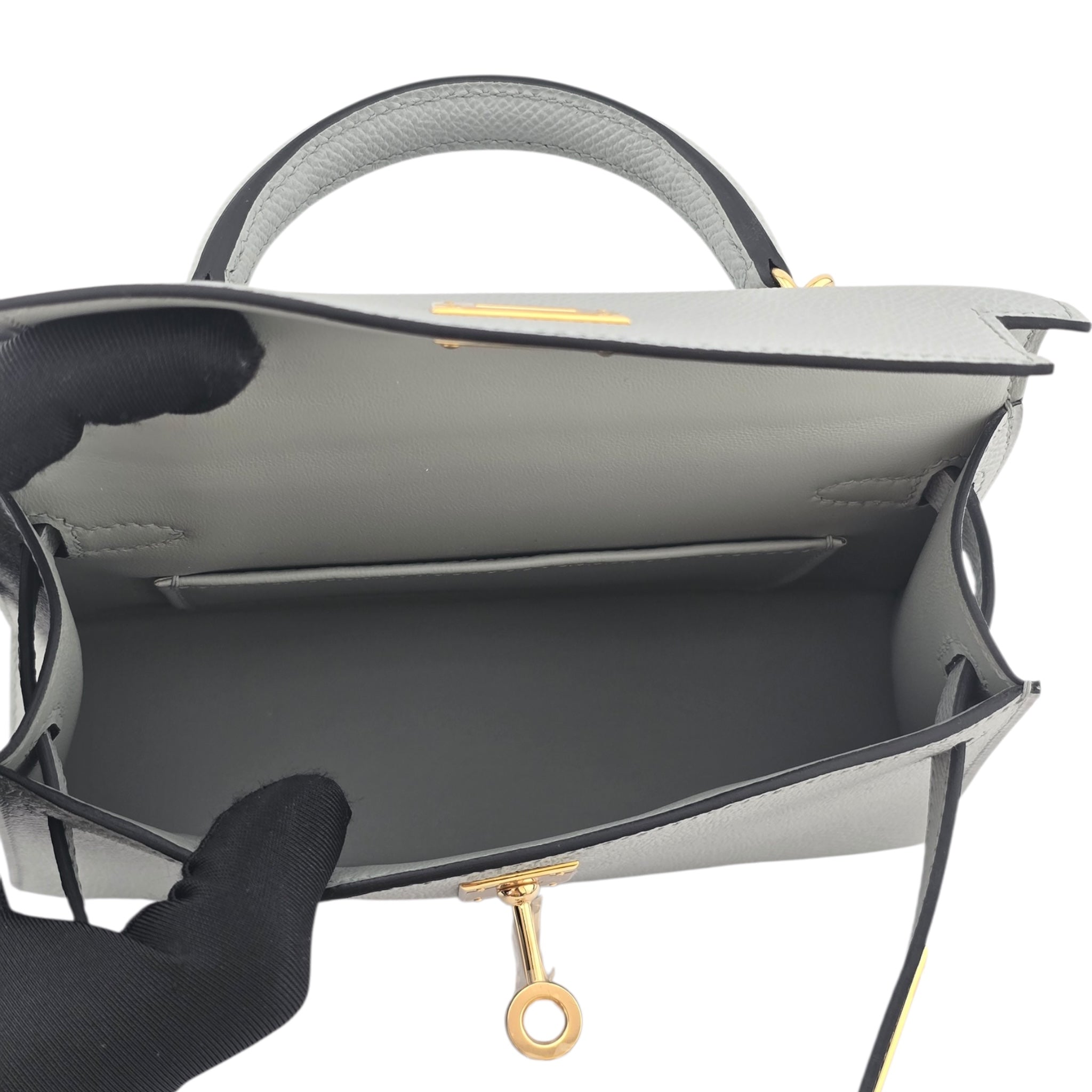 Hermes Mini Kelly II Epsom Bleu Glacier Gold Hardware HERMES