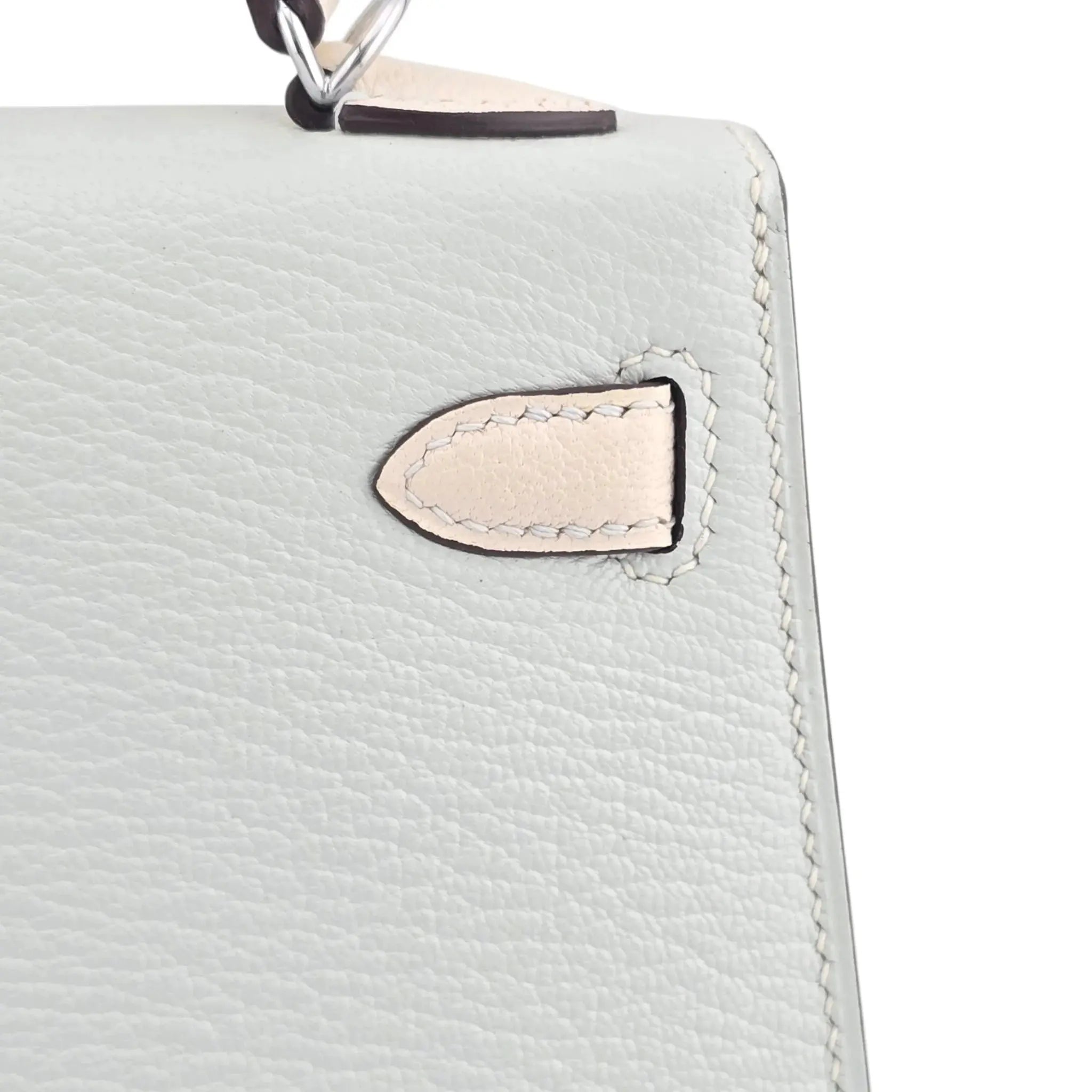 Hermes Chevre Mysore Horseshoe Mini Kelly Sellier 20 Bleu Brume Nata Bag HERMES