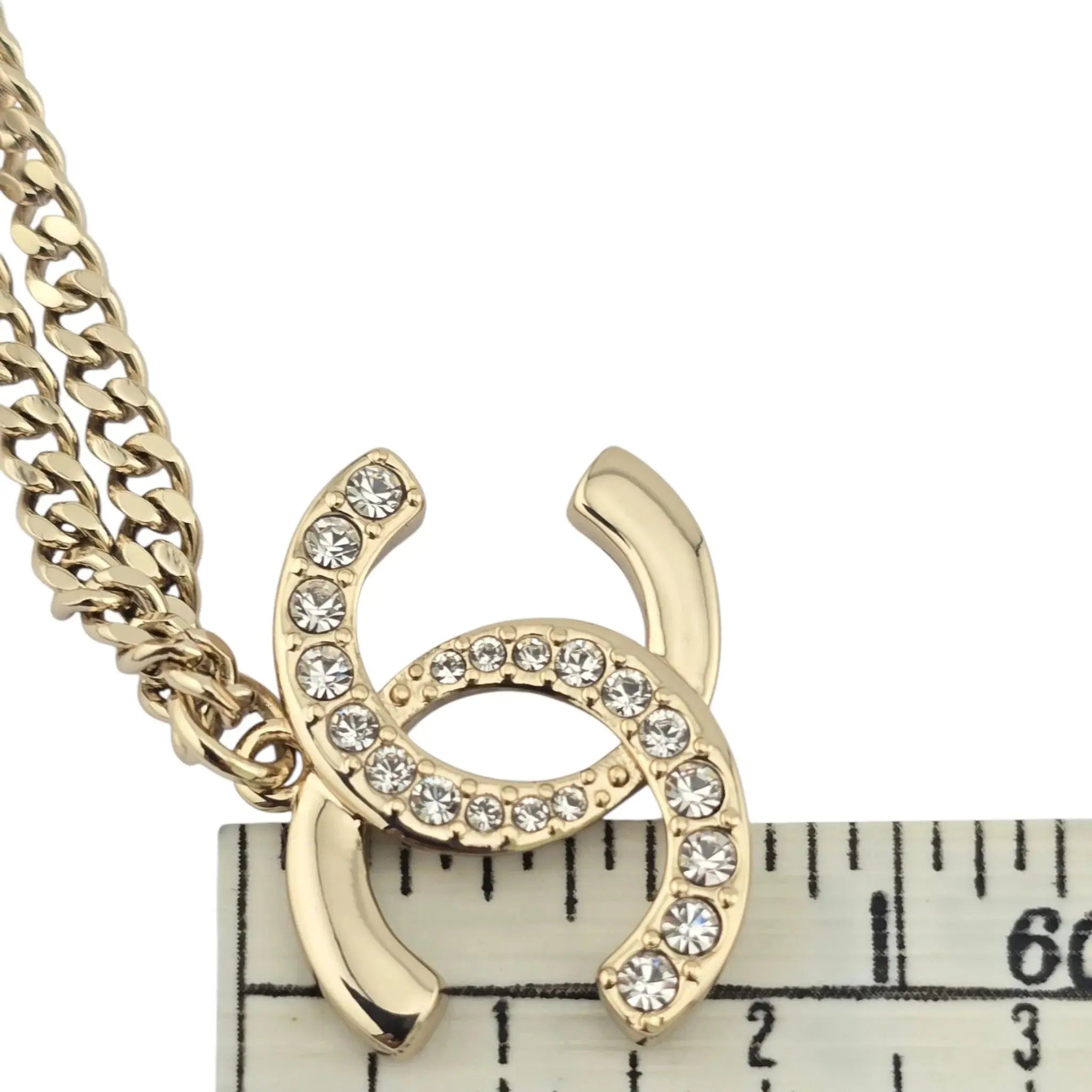 Chanel CC Gold Crystal Pendant Necklace 2024 CHANEL
