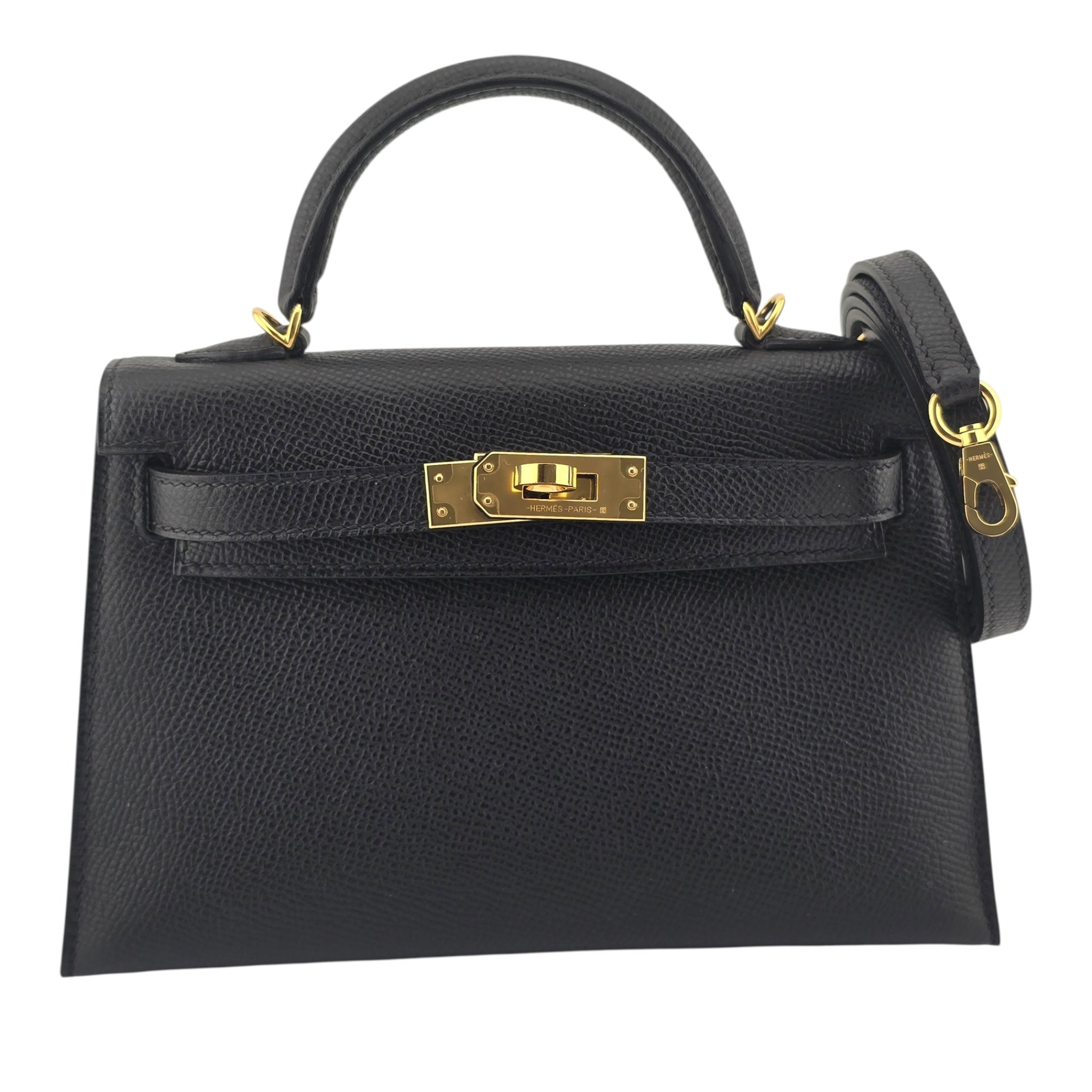 Hermes Mini Kelly II Epsom Noir Gold Hardware Bag HERMES