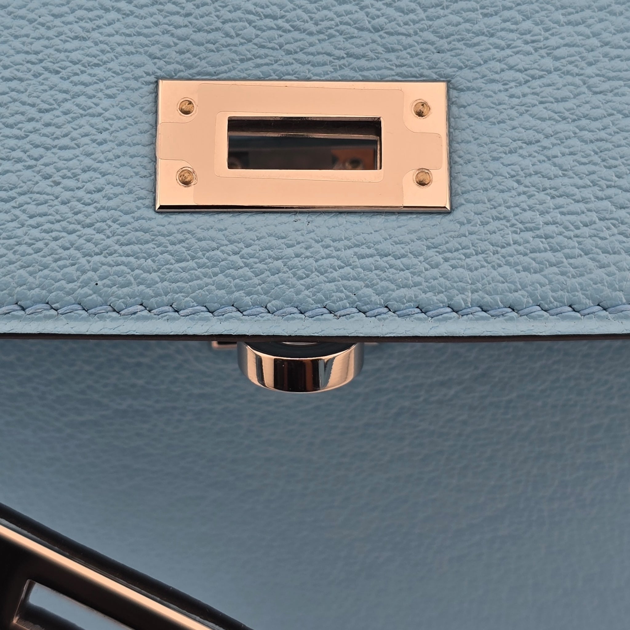 Hermes Mini Kelly II Bleu Celeste Chevre Palladium Hardware Bag