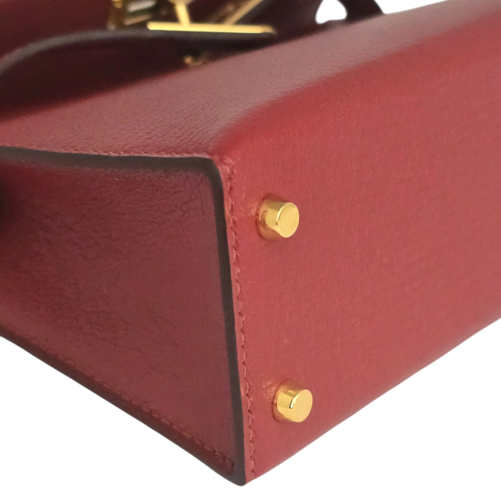 Hermes Mini Kelly II Sellier Rouge H Chèvre Gold