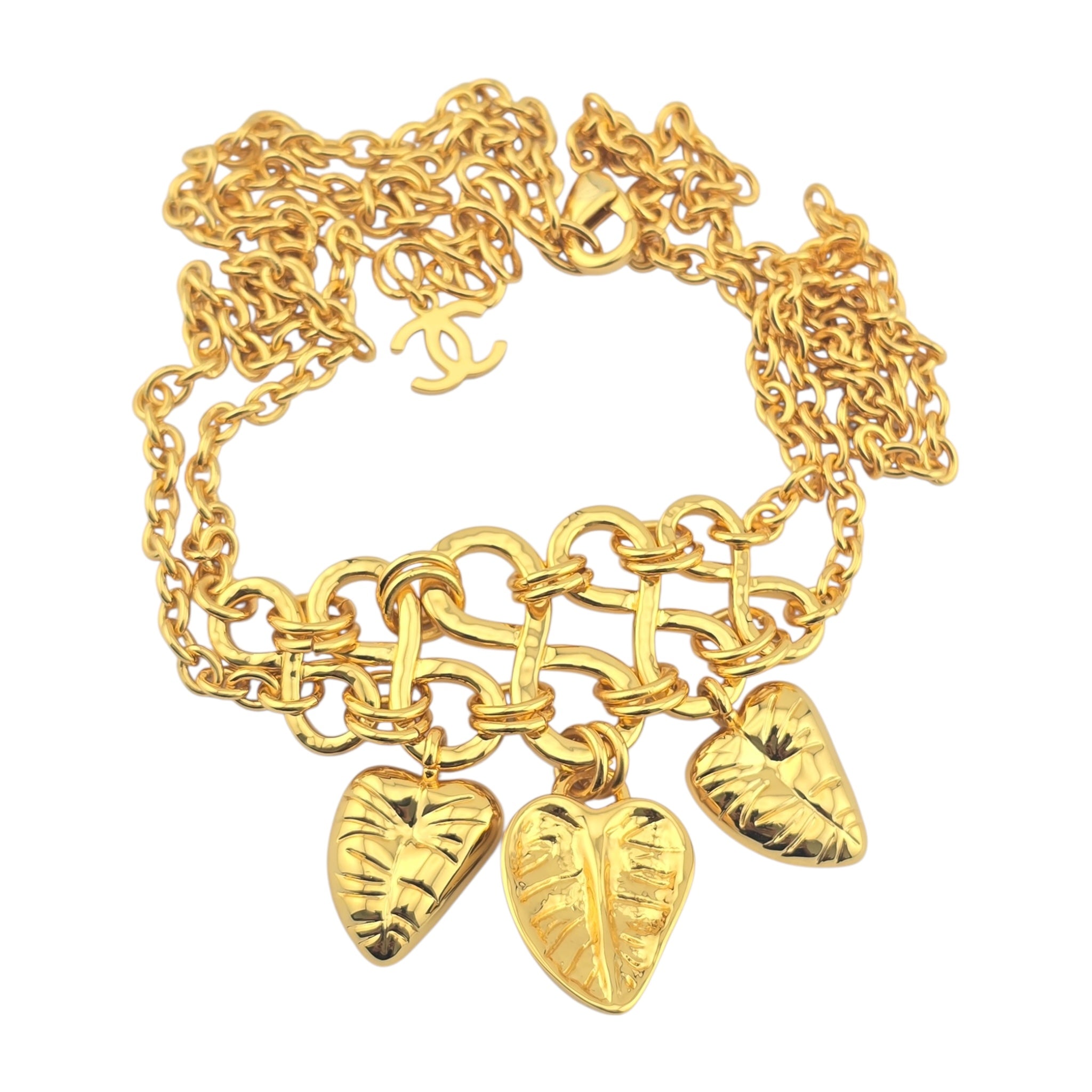 Chanel CC Gold Leaf Pendant Necklace 2025