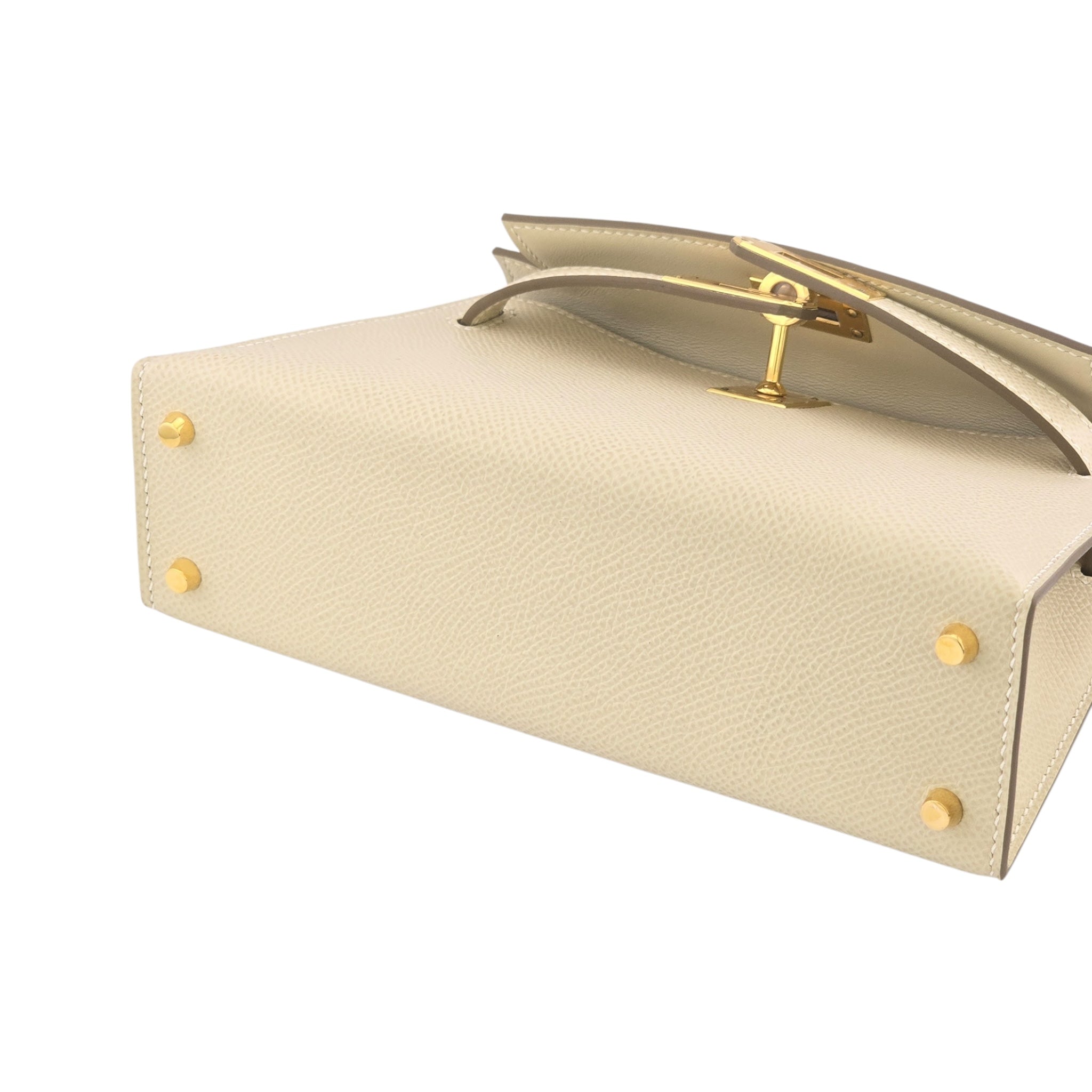 Hermes Mini Kelly II Epsom Craie Gold Hardware Bag HERMES