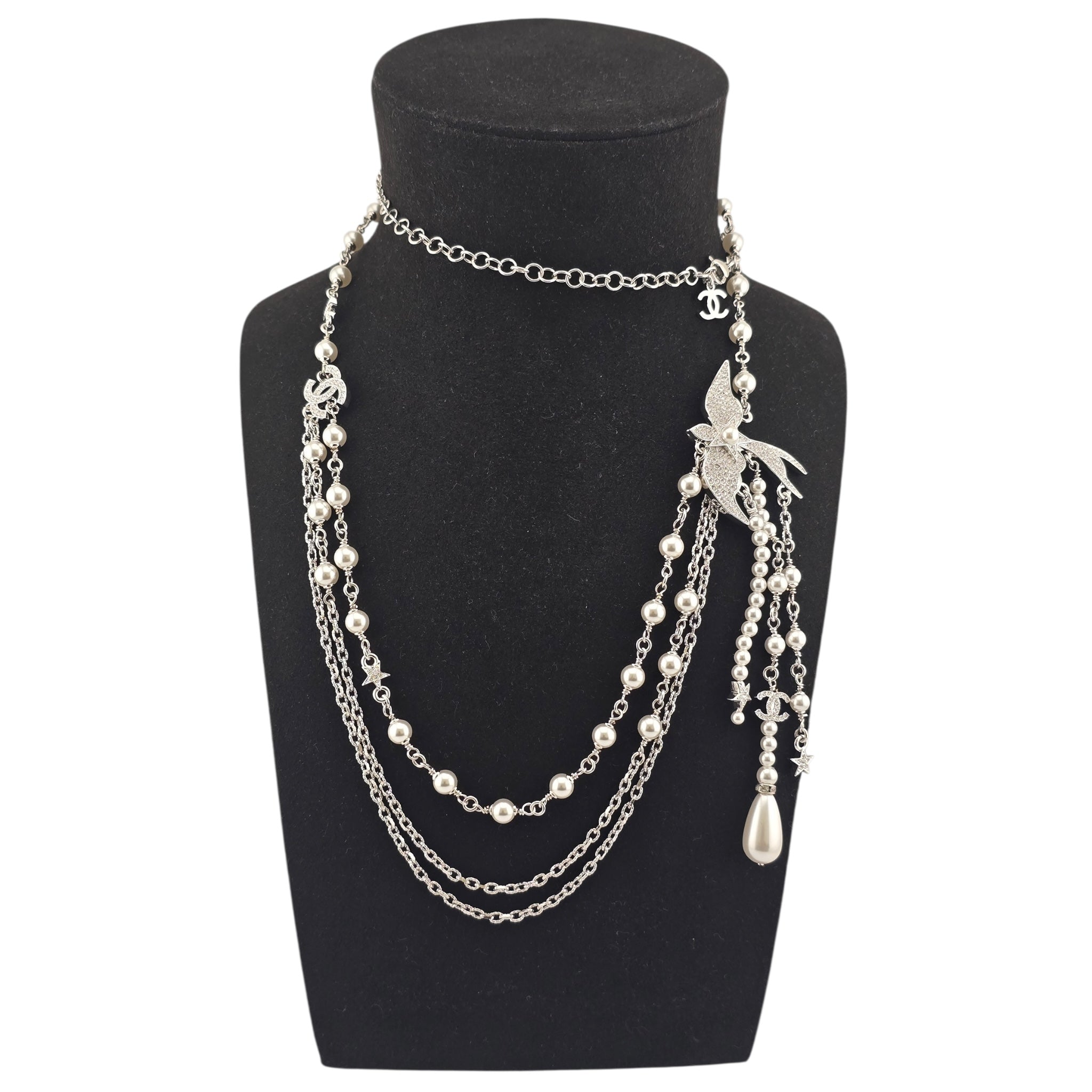 Chanel CC Silver Bird Long Belt / Necklace SS25 CHANEL