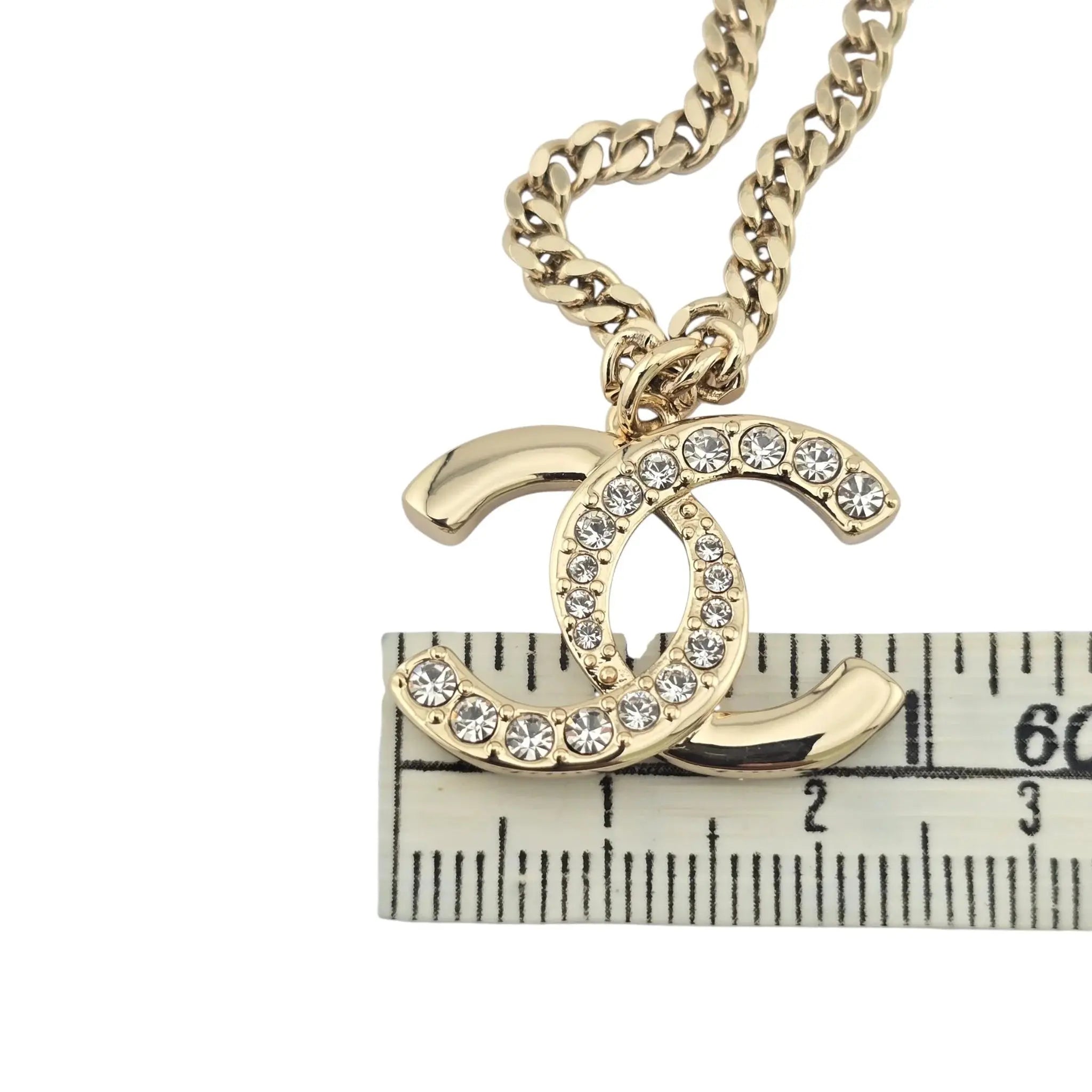 Chanel CC Gold Crystal Pendant Necklace 2024 CHANEL