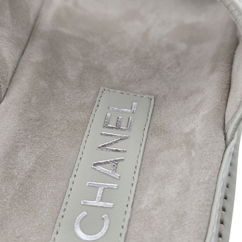 Chanel CC Dad Backless Cream White Quilt Sandals 39