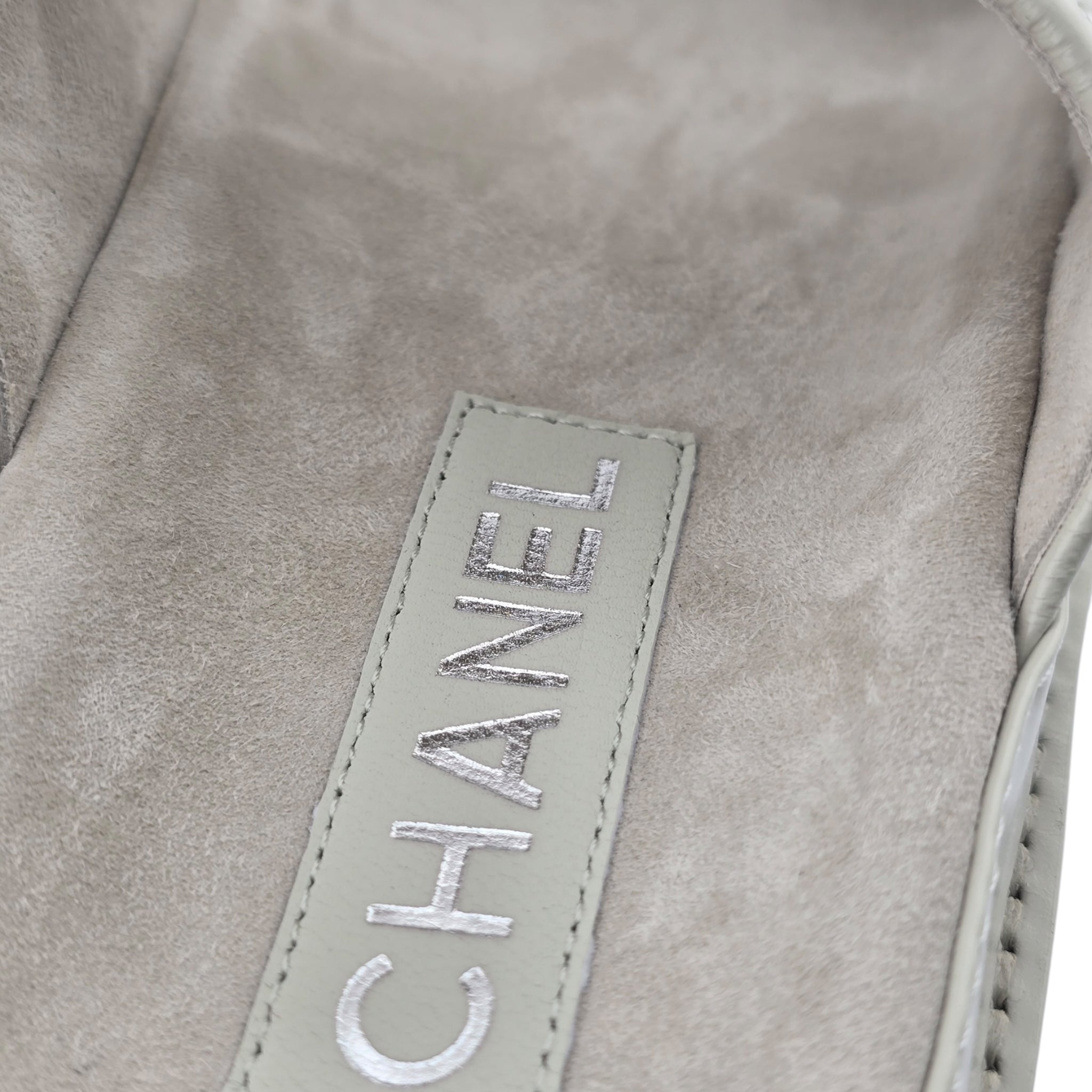 Chanel CC Dad Backless Cream White Quilt Sandals 39