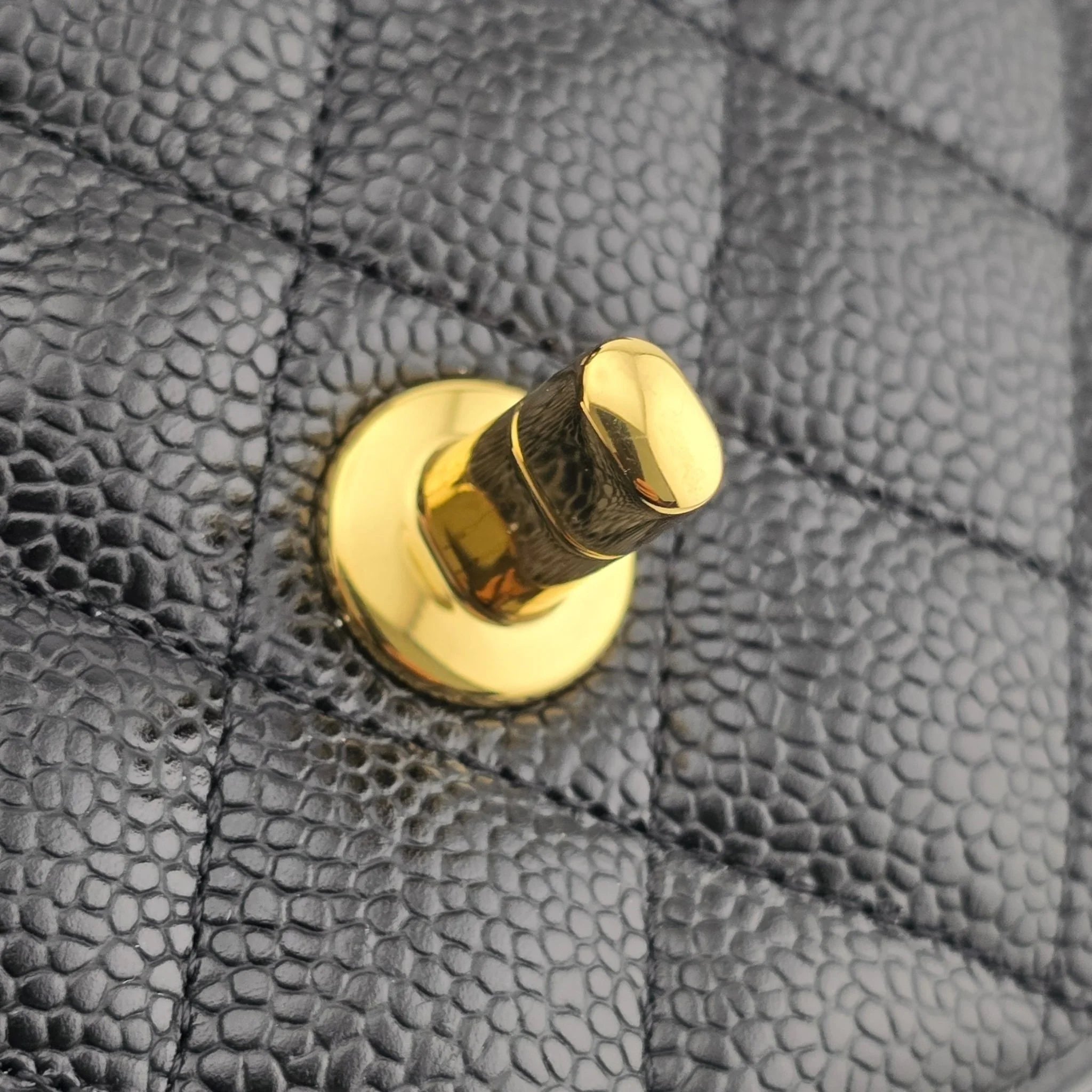 Chanel Medium Classic Flap Caviar Black Gold Hardware CHANEL