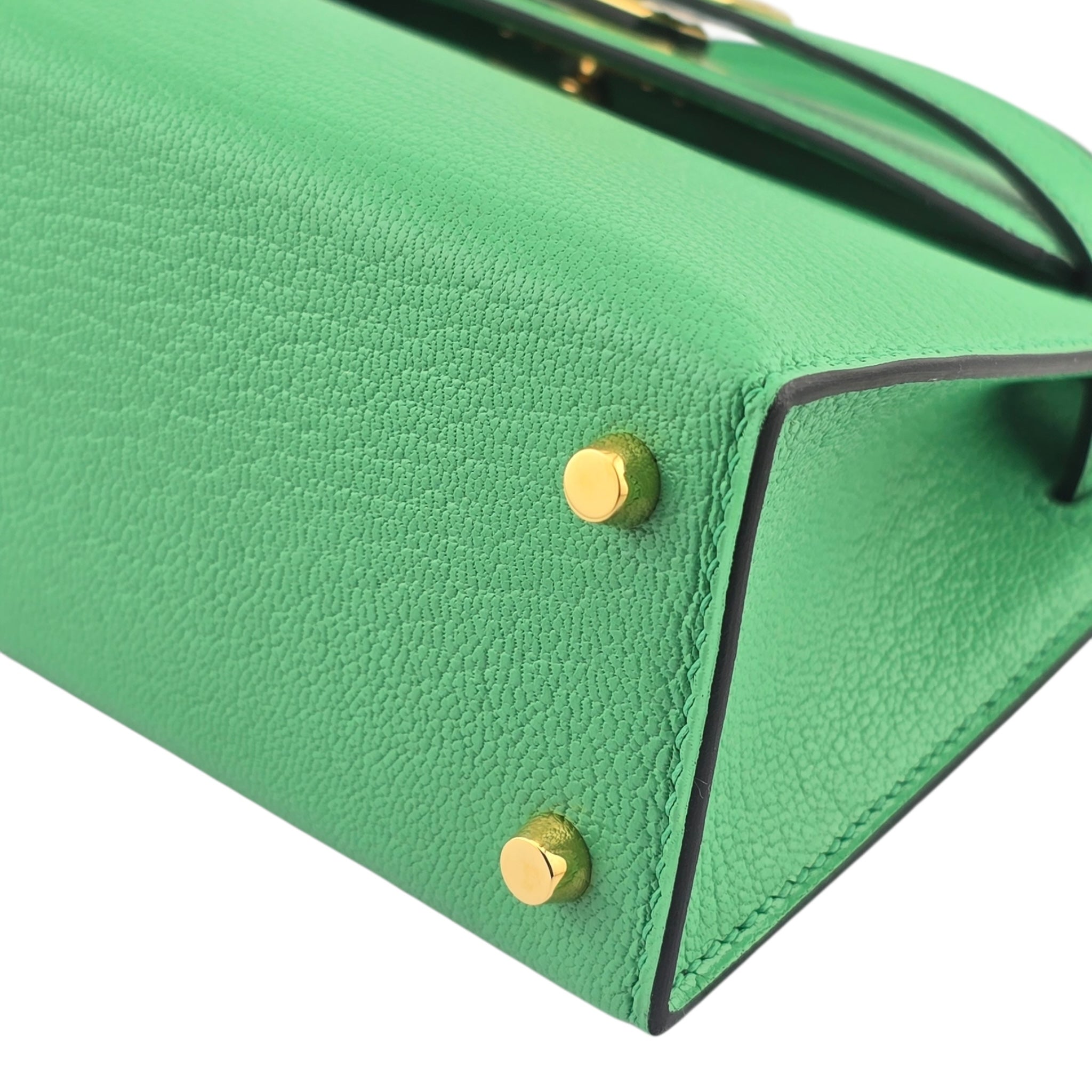 Hermes Mini Kelly II Chèvre Vert Comics Gold Hardware Bag HERMES