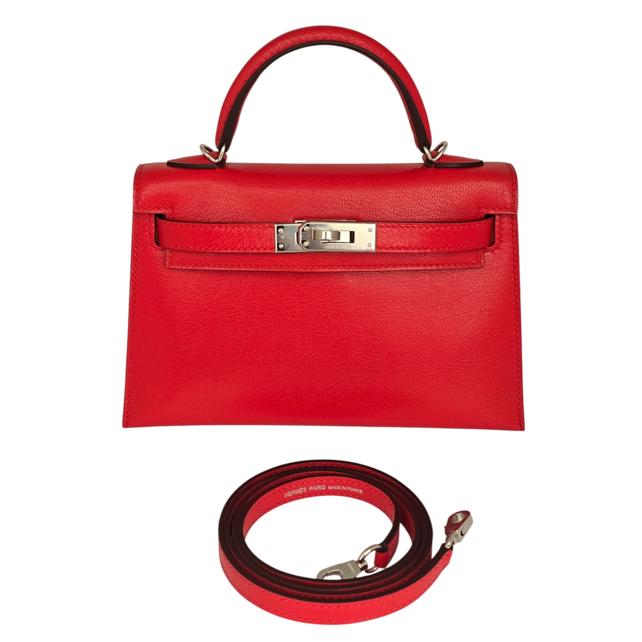 Hermes Mini Kelly II Rouge De Coeur Chèvre Chamkila Palladium Hardware HERMES