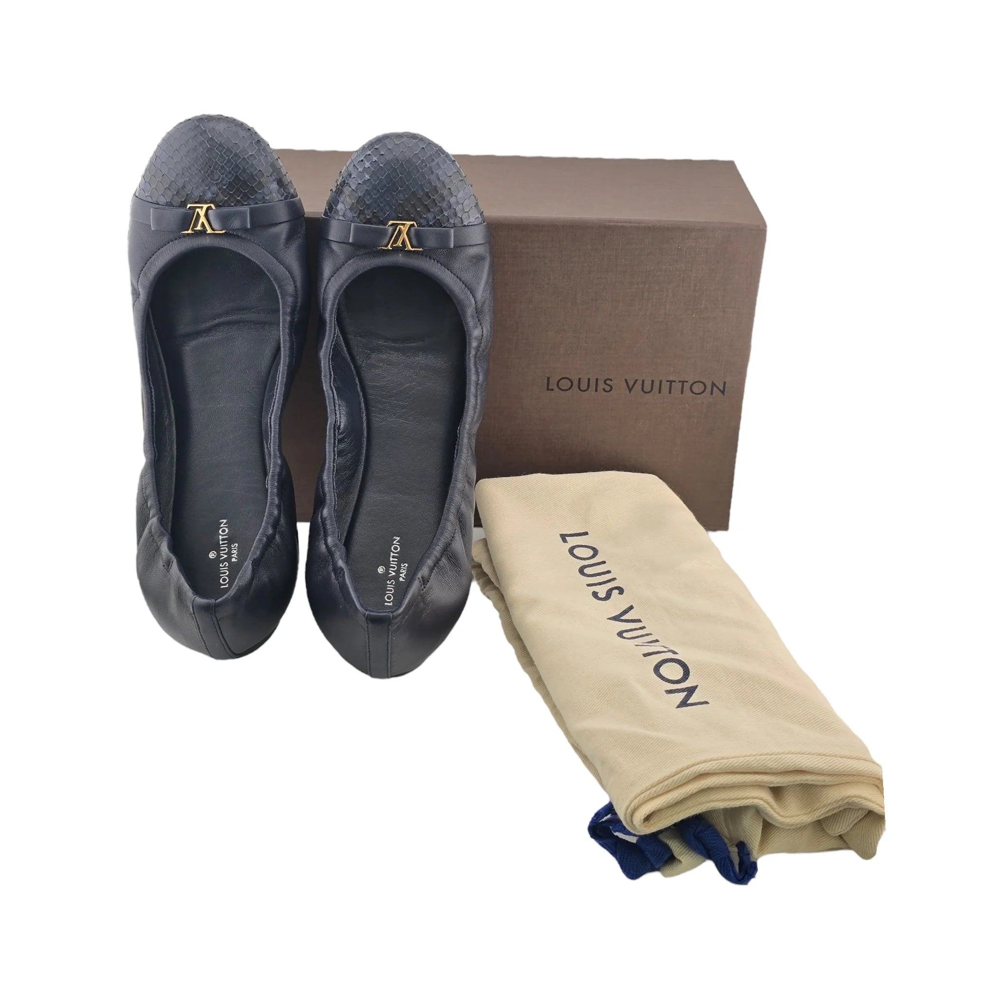 Louis Vuitton LV Flirty Navy Blue Python Ballet Flats 39 LOUIS VUITTON