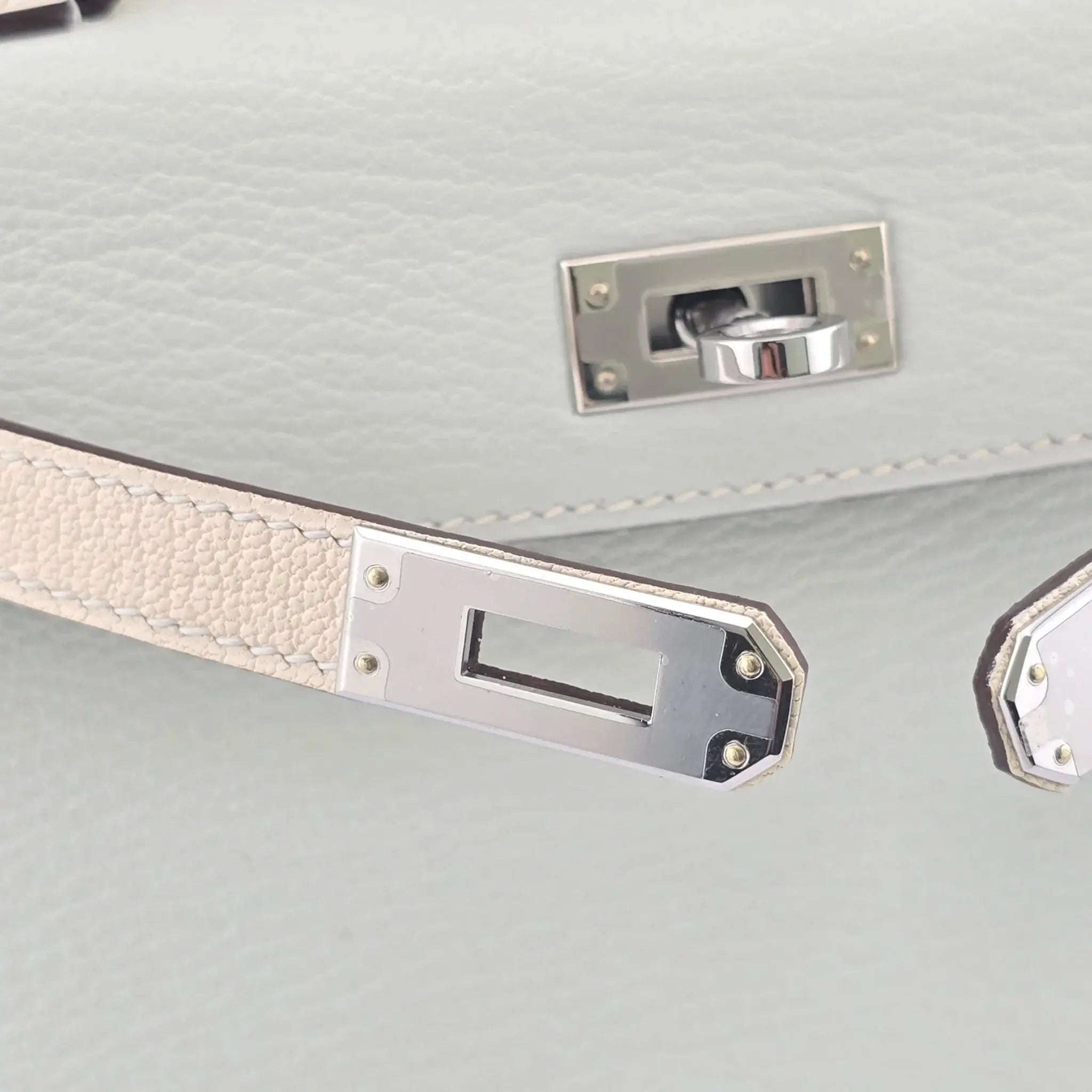 Hermes Chevre Mysore Horseshoe Mini Kelly Sellier 20 Bleu Brume Nata Bag HERMES