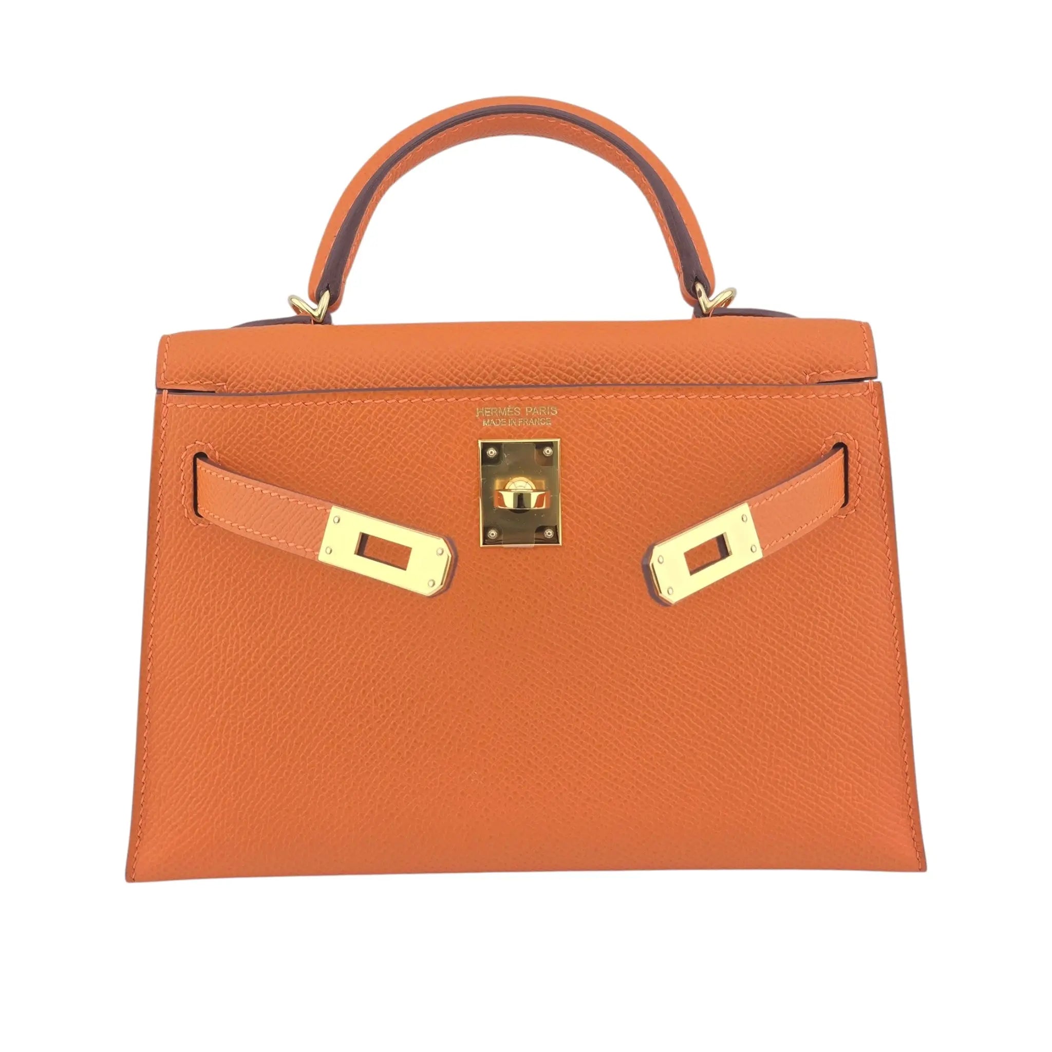 Hermes Mini Kelly II Epsom Orange Gold Hardware Bag HERMES