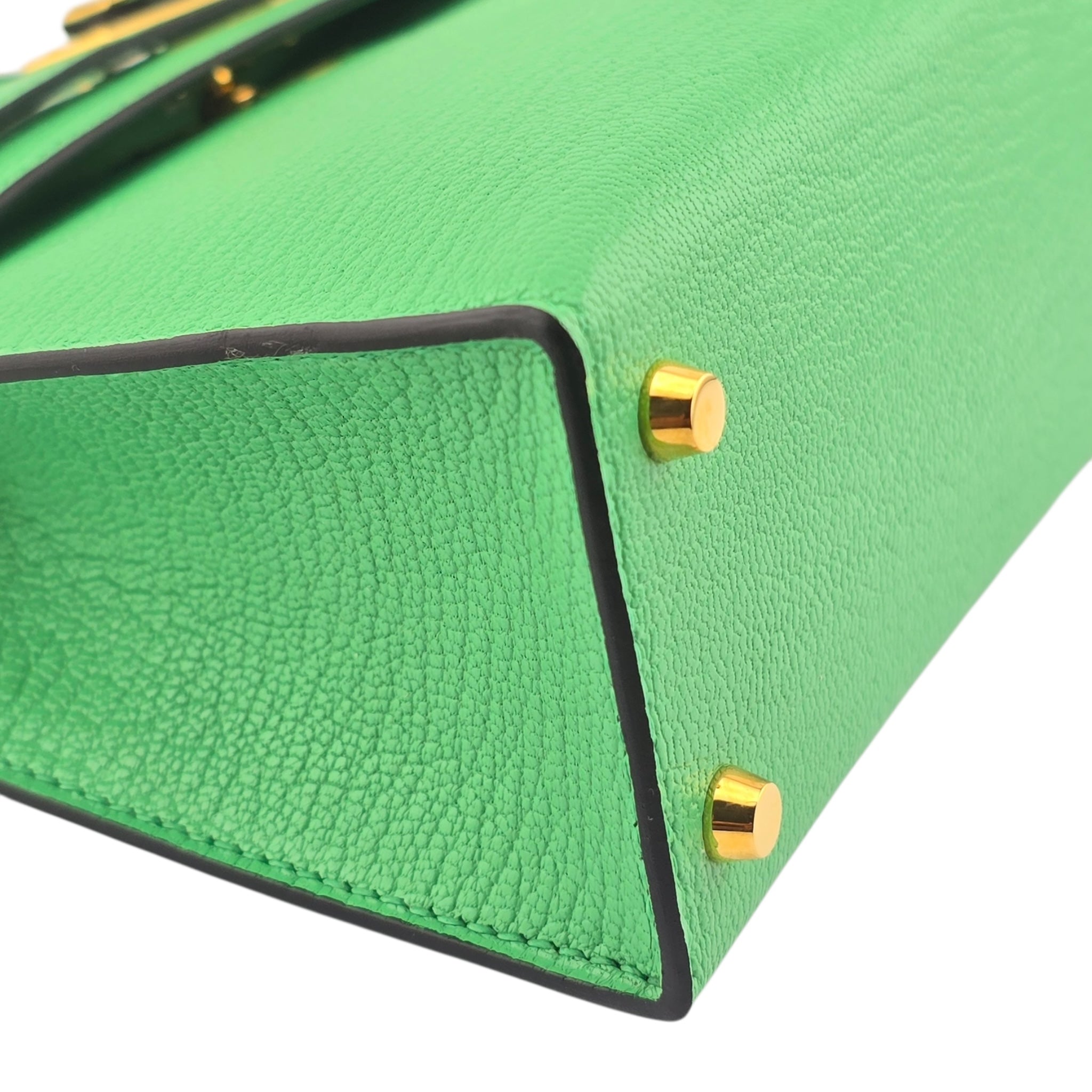 Hermes Mini Kelly II Chèvre Vert Comics Gold Hardware Bag HERMES