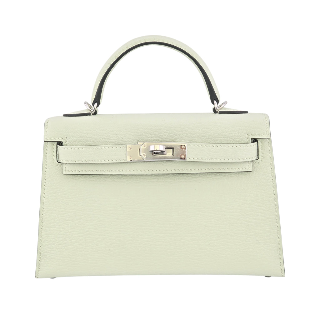 Hermes Mini Kelly II Vert Fizz Chevre Palladium Hardware Bag