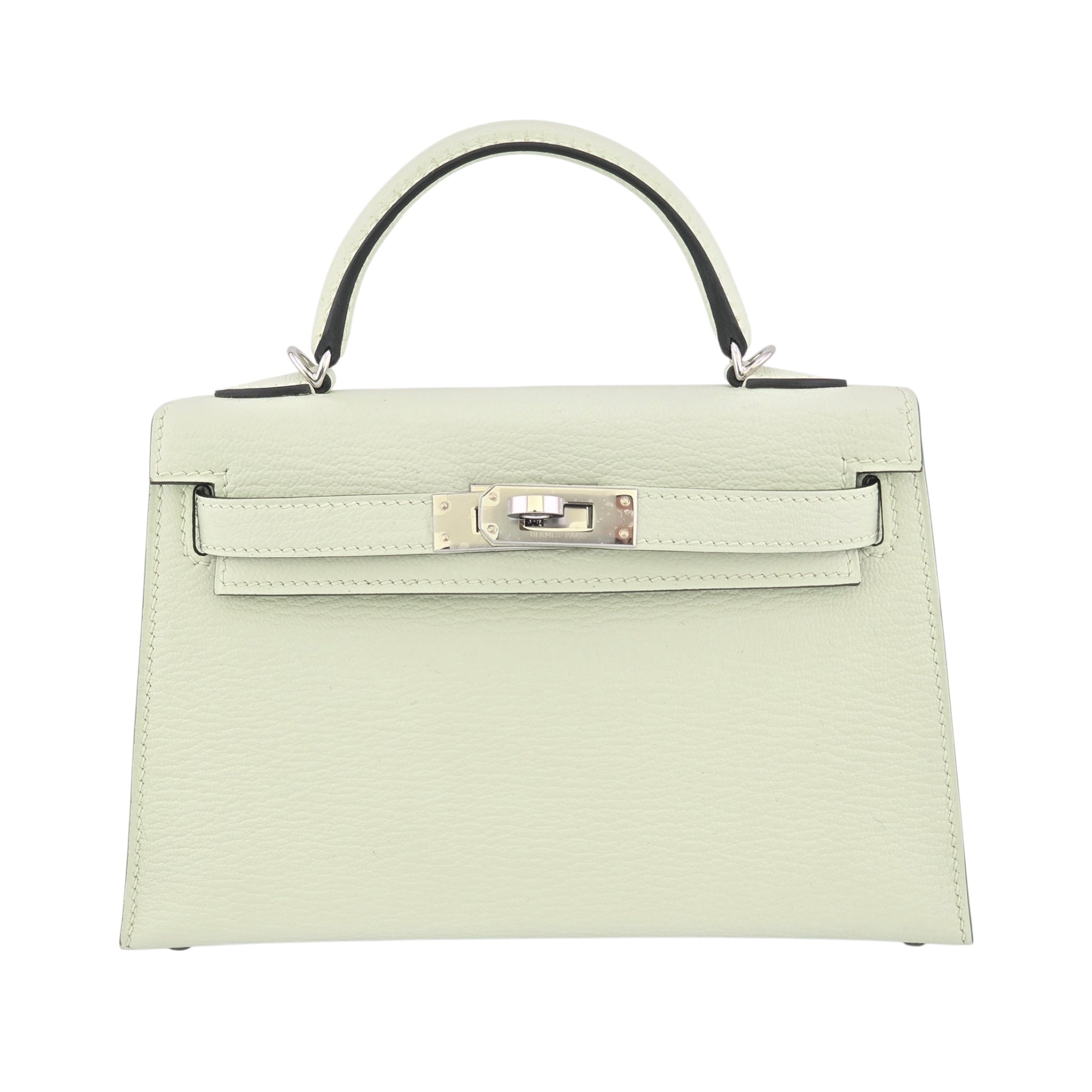 Hermes Mini Kelly II Vert Fizz Chevre Palladium Hardware Bag