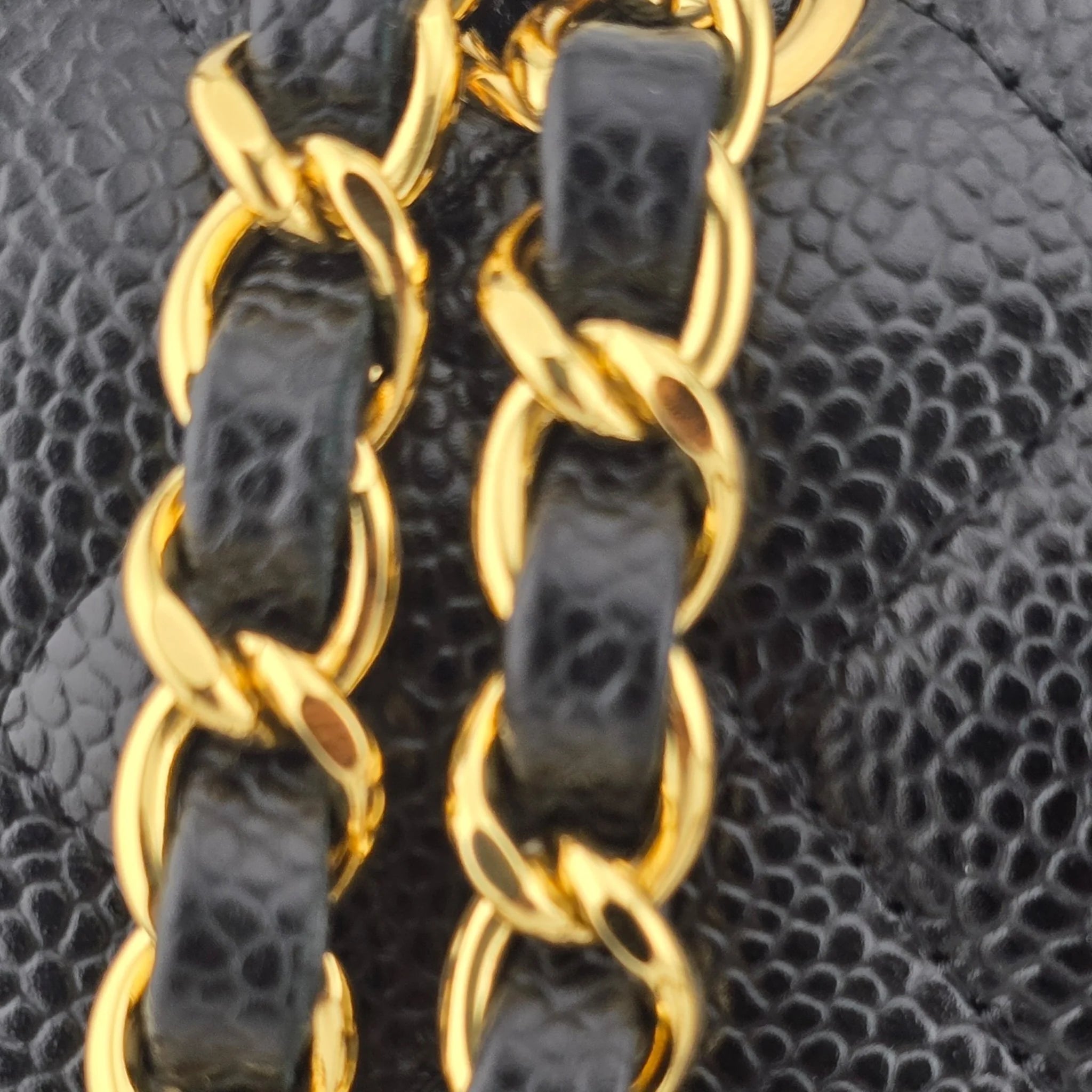 Chanel Medium Classic Flap Caviar Black Gold Hardware CHANEL