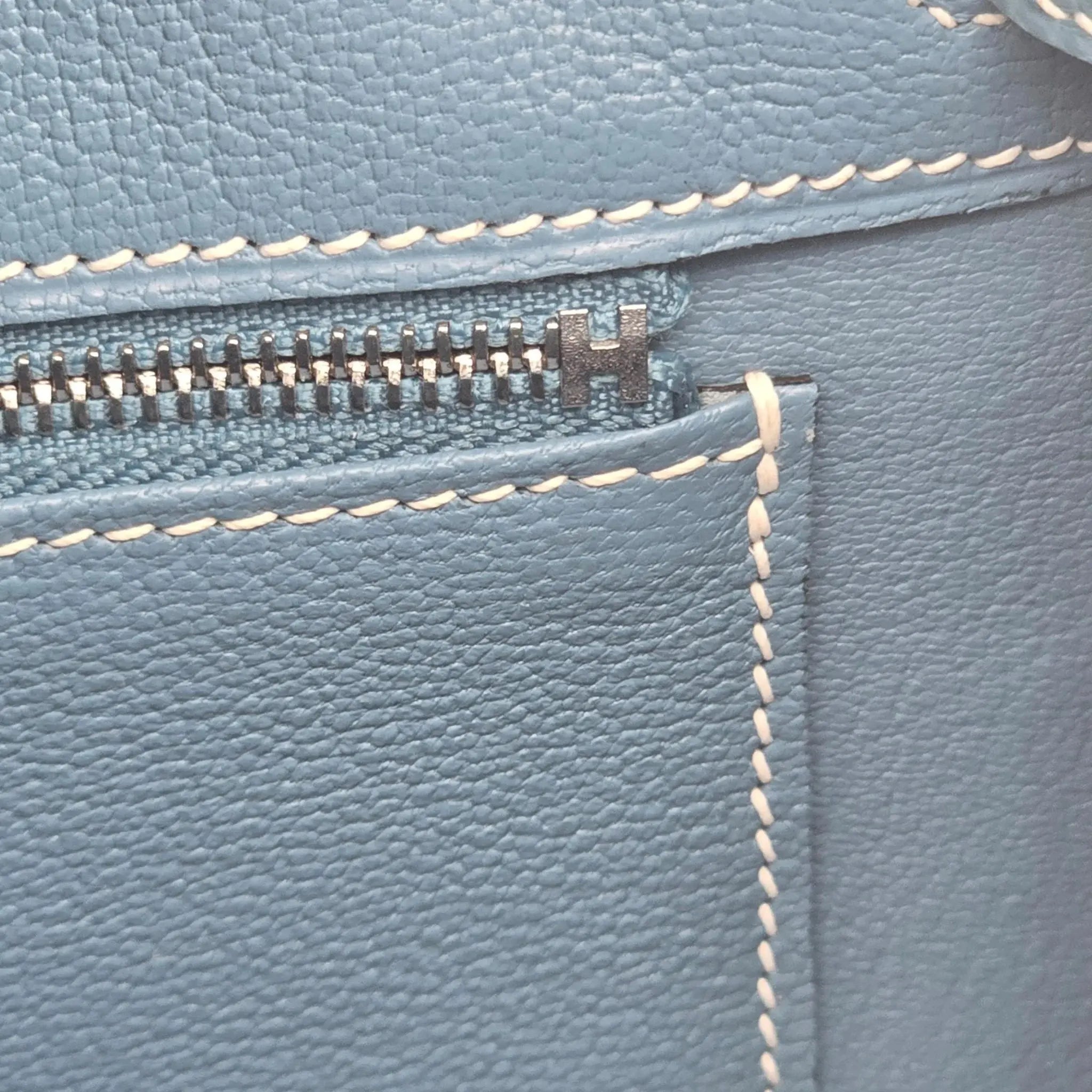 Hermes Birkin 25 Bleu Jean Epsom PHW Bag HERMES