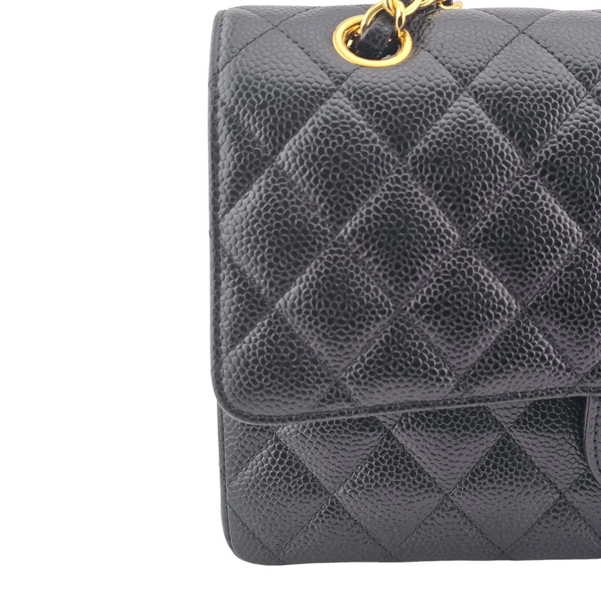Chanel Medium Classic Flap Caviar Black Gold Hardware CHANEL