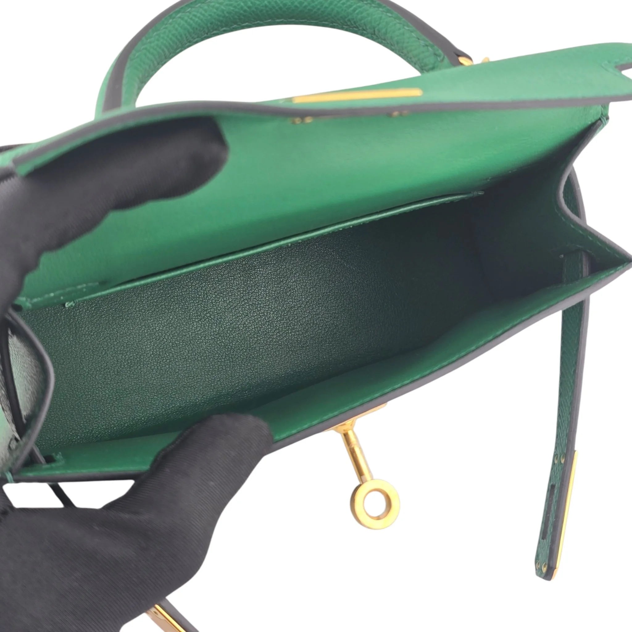 Hermes Mini Kelly II Epsom Vert Vertigo Gold Hardware Bag HERMES
