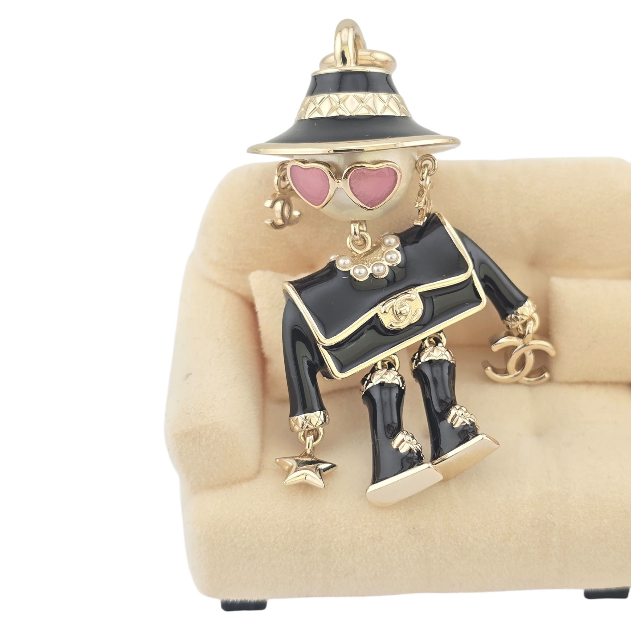 Chanel CC Robot Black Key Ring Bag Charm 25B CHANEL