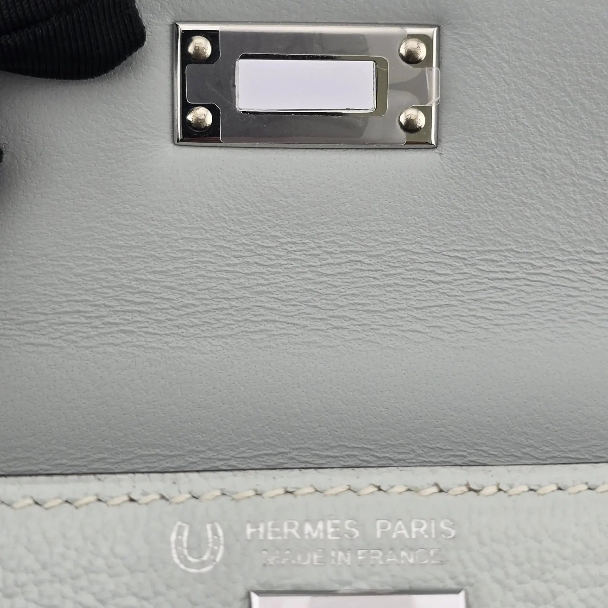 Hermes Chevre Mysore Horseshoe Mini Kelly Sellier 20 Bleu Brume Nata Bag HERMES