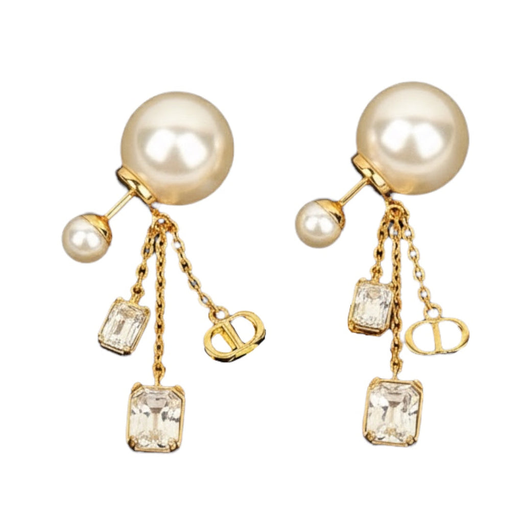 Christian Dior Tribales Gold Finish Pearl Earrings DIOR