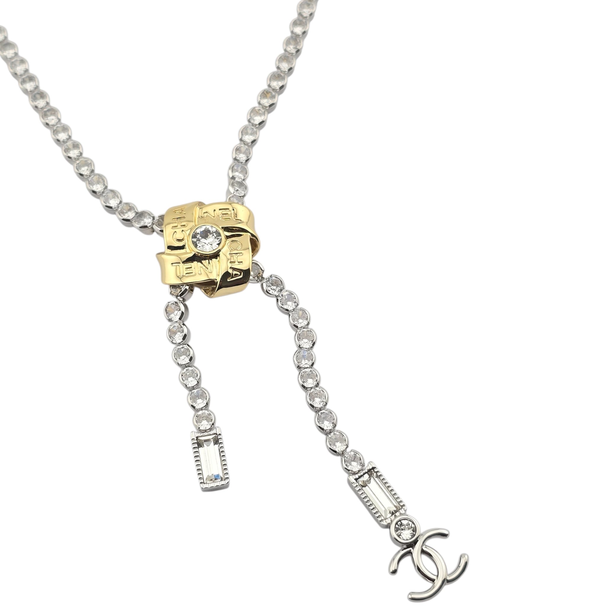 Chanel CC Crystal Silver Gold Necklace 2025 CHANEL
