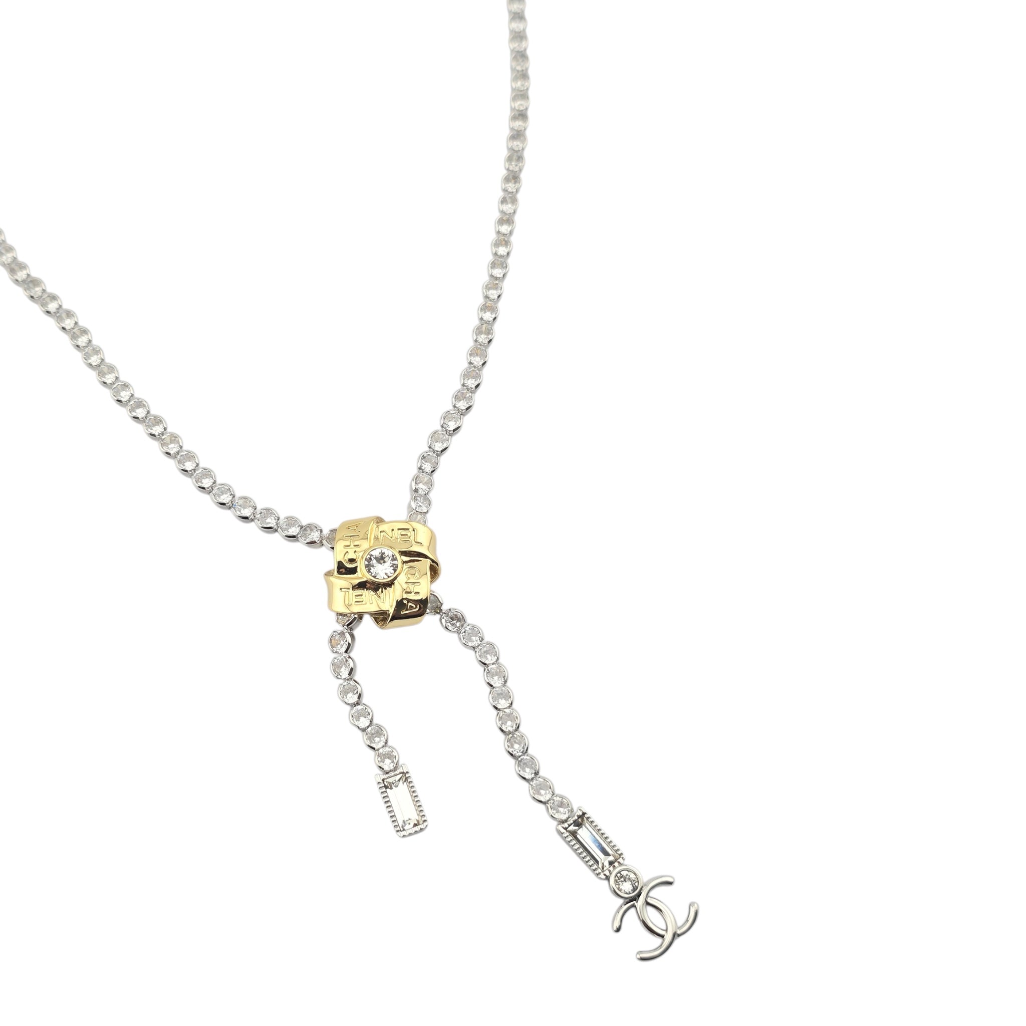 Chanel CC Crystal Silver Gold Necklace 2025 CHANEL