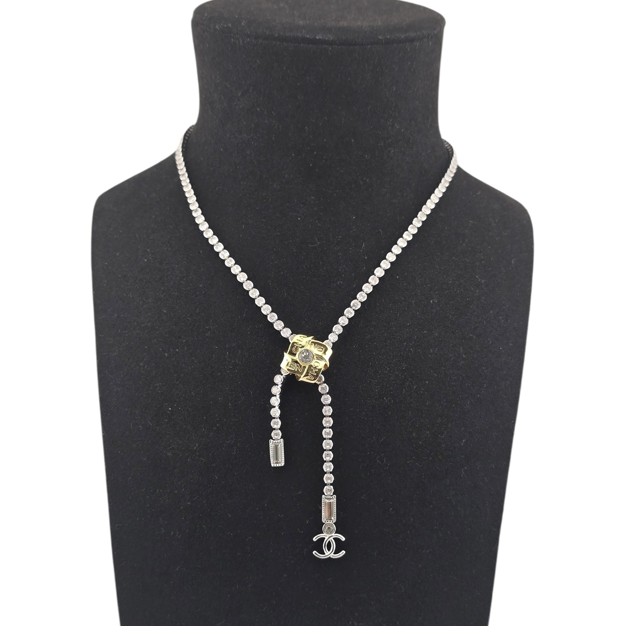 Chanel CC Crystal Silver Gold Necklace 2025 CHANEL