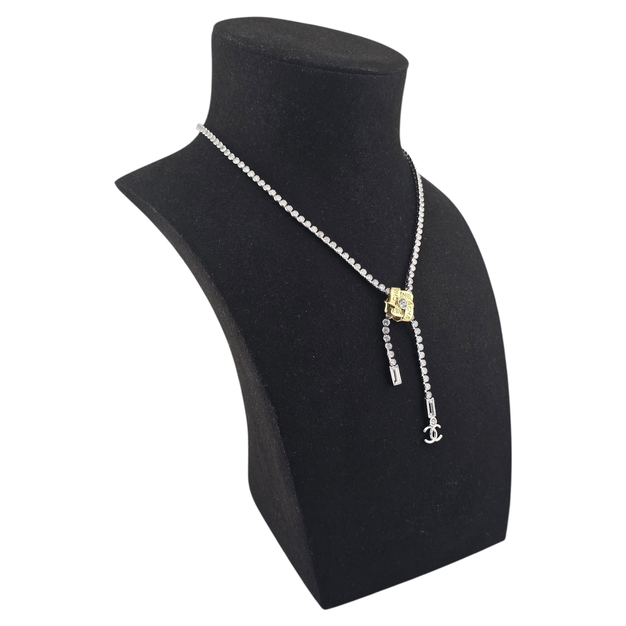 Chanel CC Crystal Silver Gold Necklace 2025 CHANEL