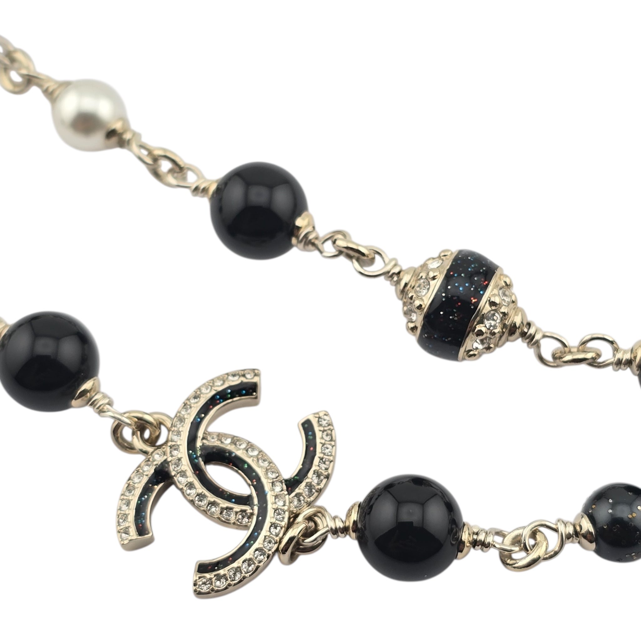 Chanel CC Long Ruthenium Black Bow Necklace 2025 CHANEL