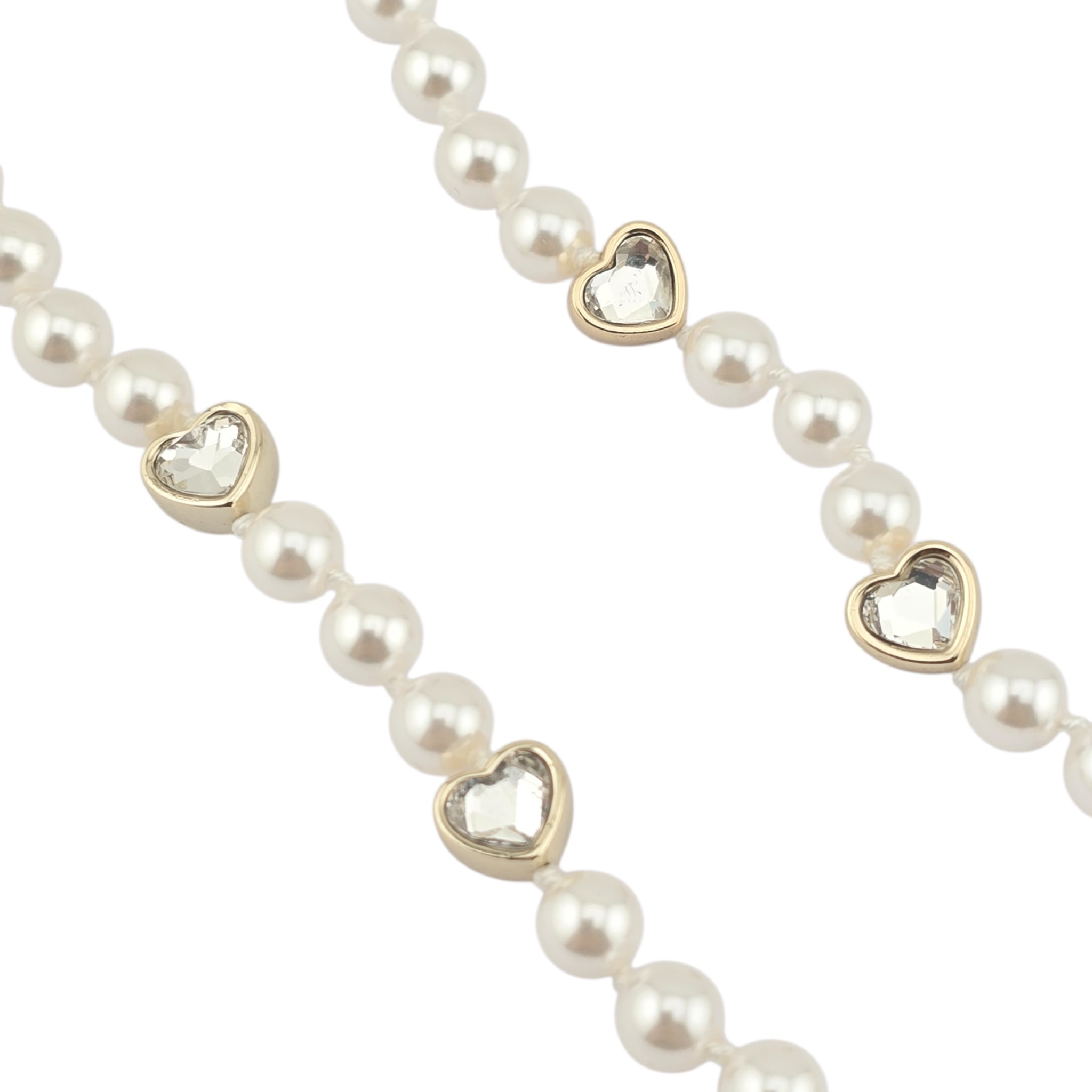 Chanel CC Faux Pearl Crystal Long Heart Necklace 2025 CHANEL