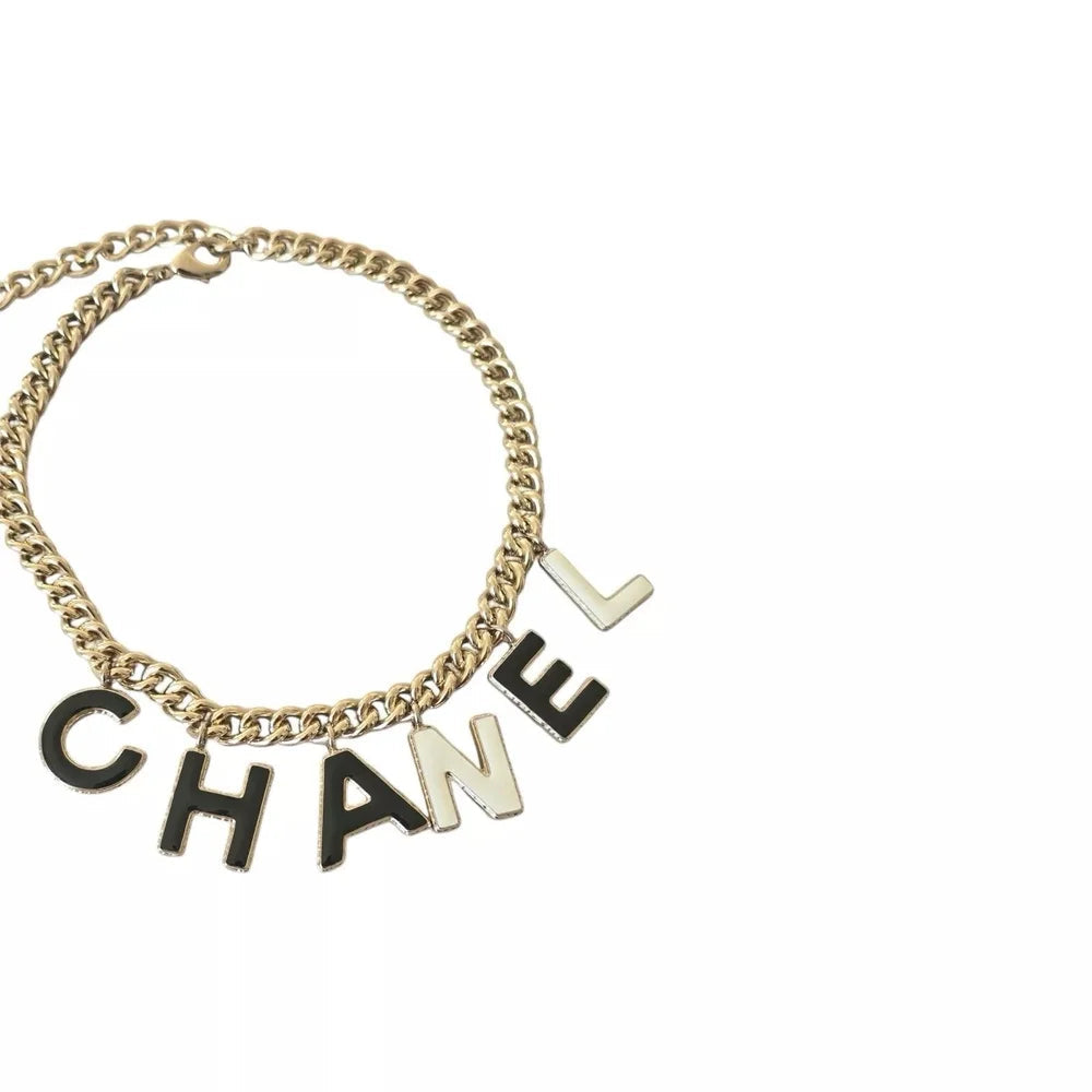 Chanel Letters B22 A Necklace Choker Black/White CHANEL