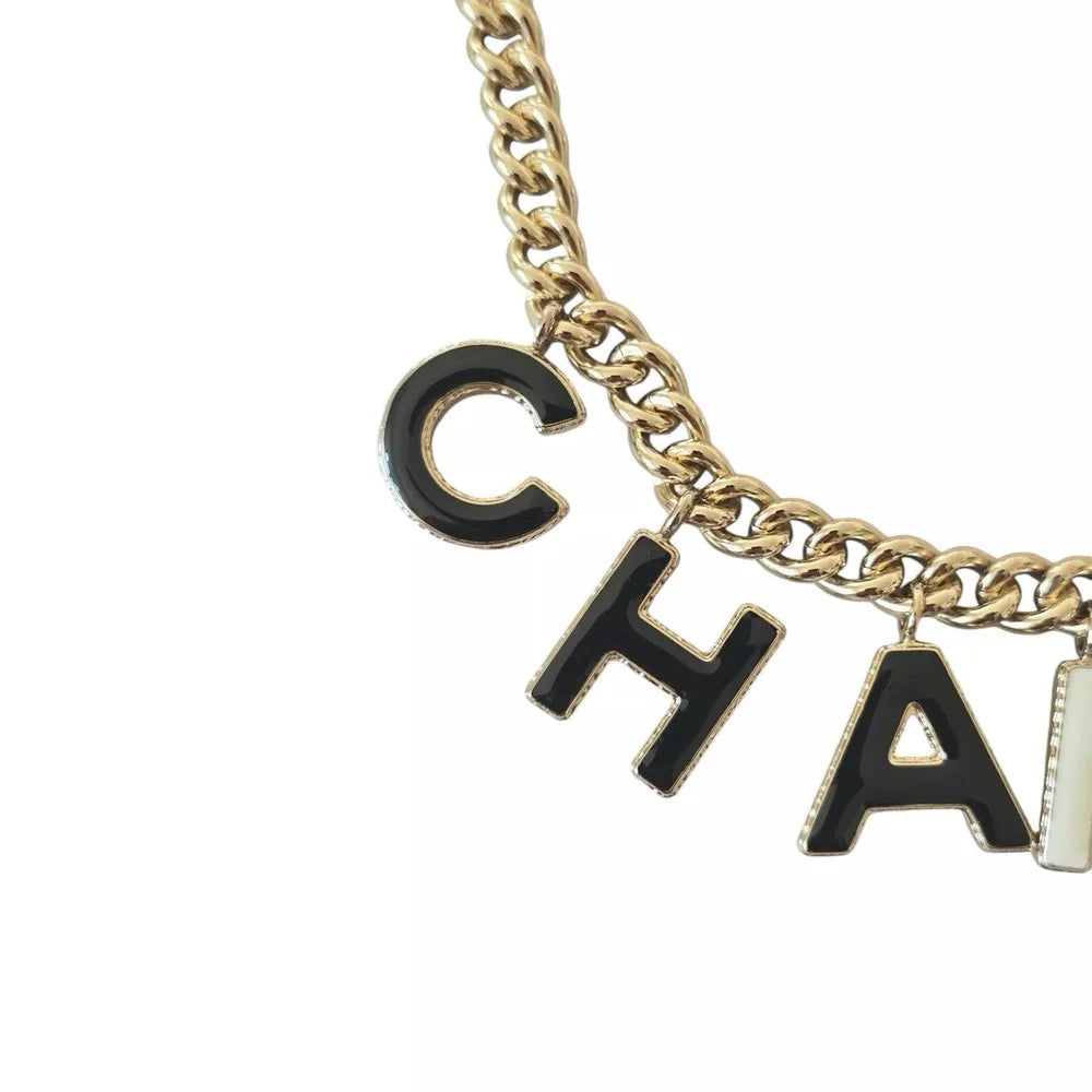 Chanel Letters B22 A Necklace Choker Black/White CHANEL