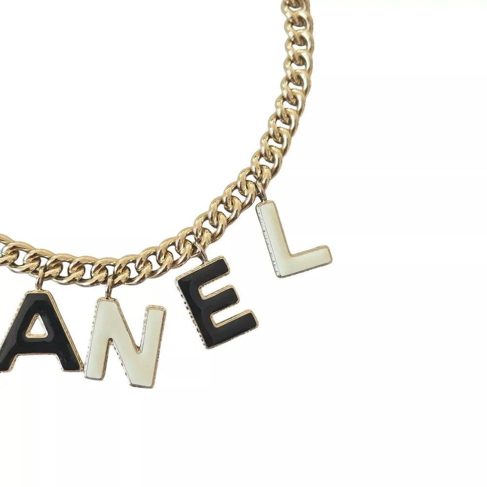 Chanel Letters B22 A Necklace Choker Black/White CHANEL