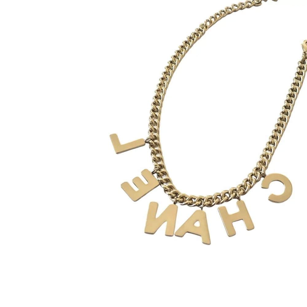 Chanel Letters B22 A Necklace Choker Black/White CHANEL