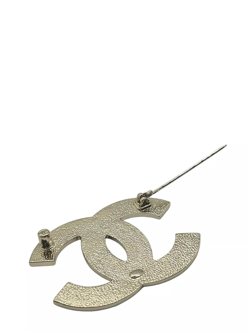 Chanel CC Gold/White Enamel Engraved Brooch 2024 CHANEL