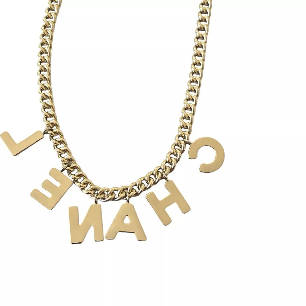 Chanel Letters B22 A Necklace Choker Black/White CHANEL
