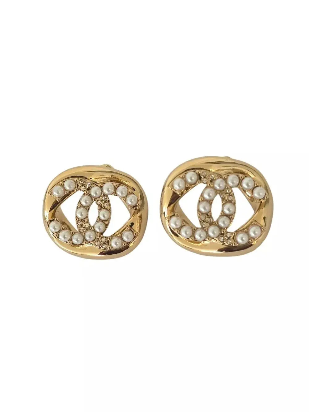Chanel CC Faux Pearl Crystals Earrings 2024 CHANEL