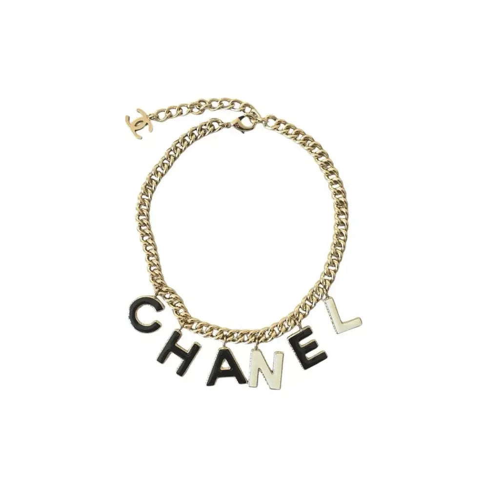 Chanel Letters B22 A Necklace Choker Black/White CHANEL